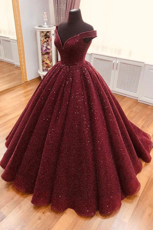 Burgundy v neck long prom dress, burgundy evening dress