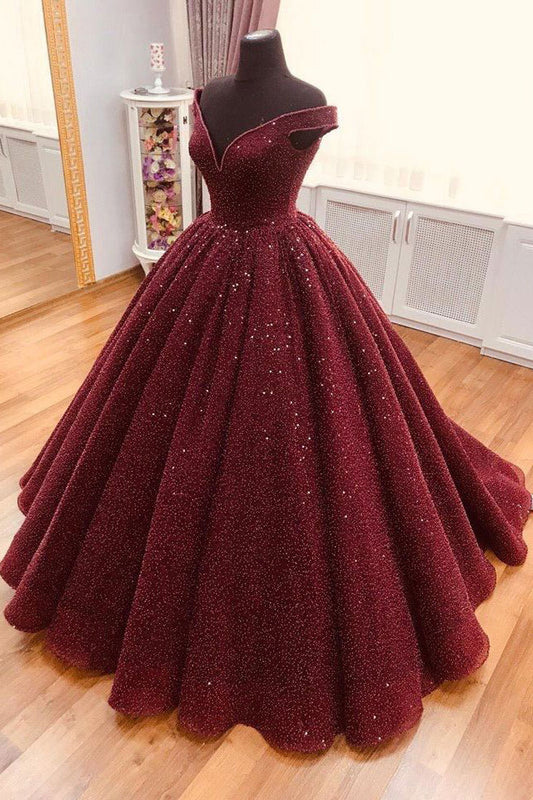 Burgundy v neck long prom dress, burgundy evening dress