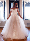 Light champagne off shoulder lace long prom dress, lace formal dress