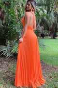 Simple v neck chiffon long prom dress chiffon evening dress