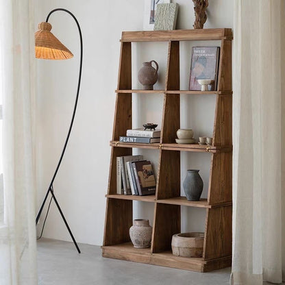 Modular Solid Wood Folding Bookshelf – 2-in-1 Transformable Display Rack & Room Divider