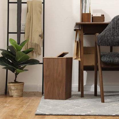 Wooden-Style Trash Bin with Optional Rotating Lid – Modern & Functional Design