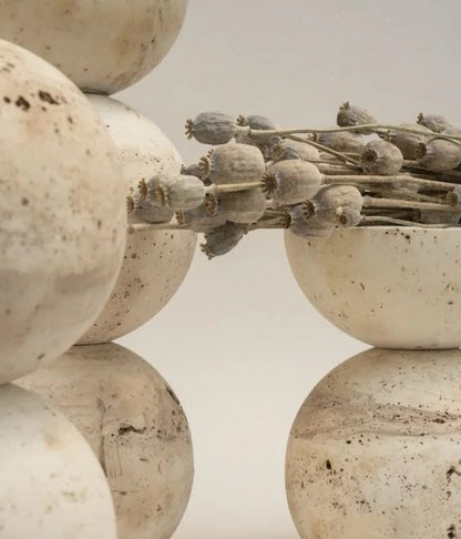 Minimalist Travertine Incense Bowl – Sculptural Stone Decor
