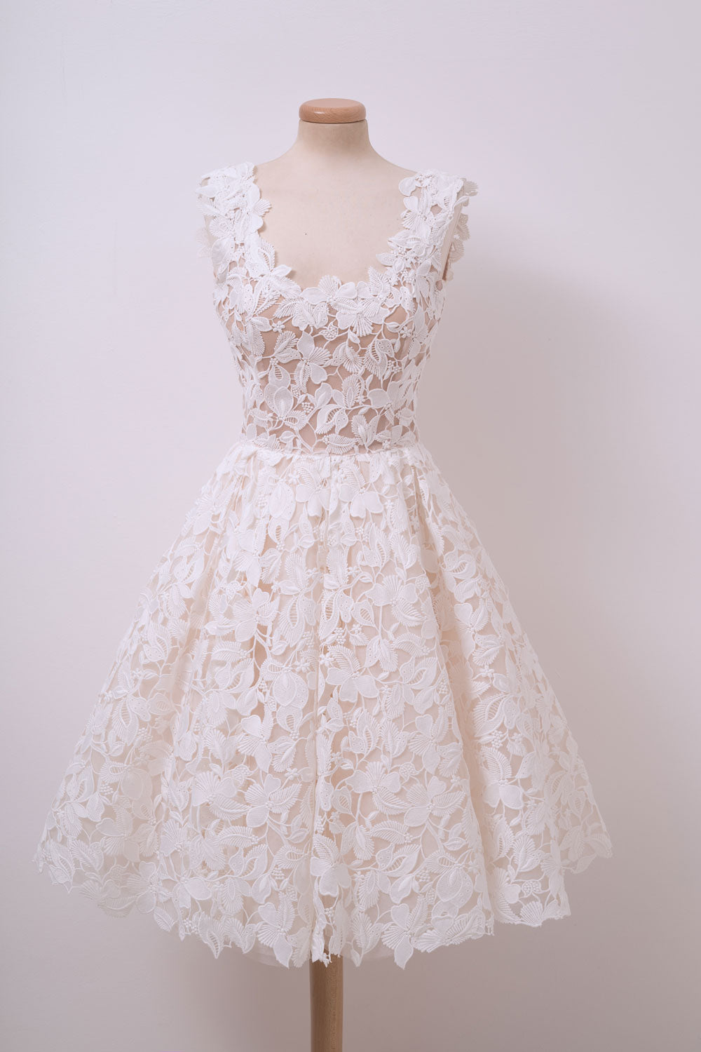 Ivory white lace short prom dress, cute lace homecoming dress