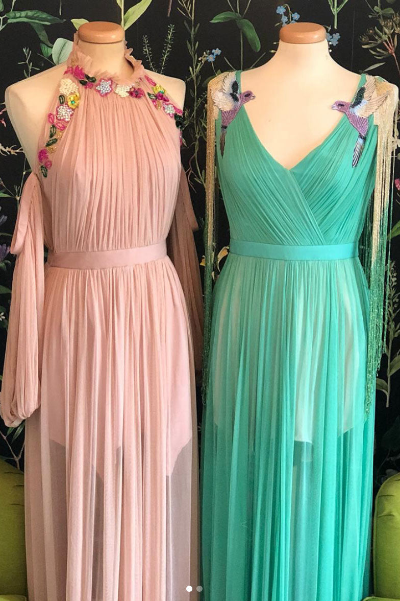 Simple tulle long prom dress.tulle evening dress