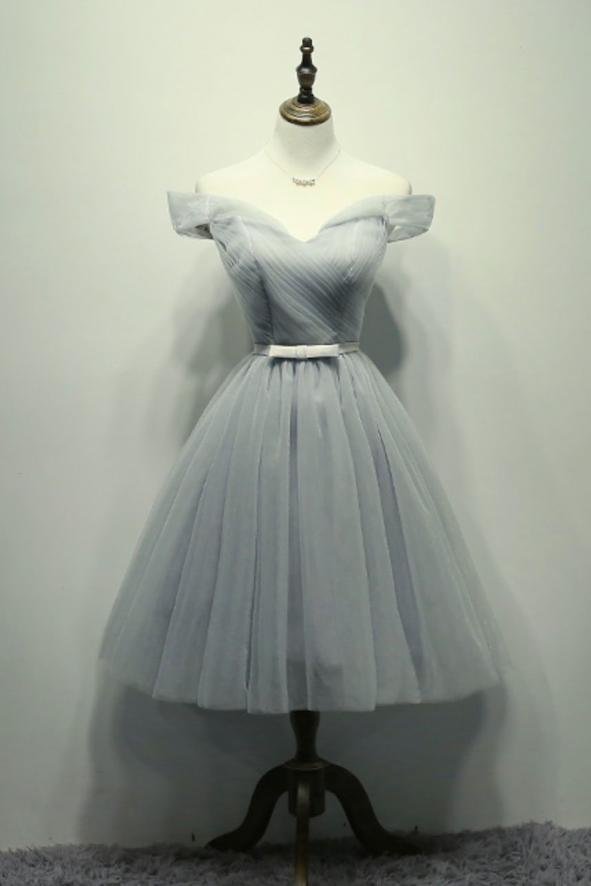 Pink tulle off shoulder short prom dress pink homecoming dress