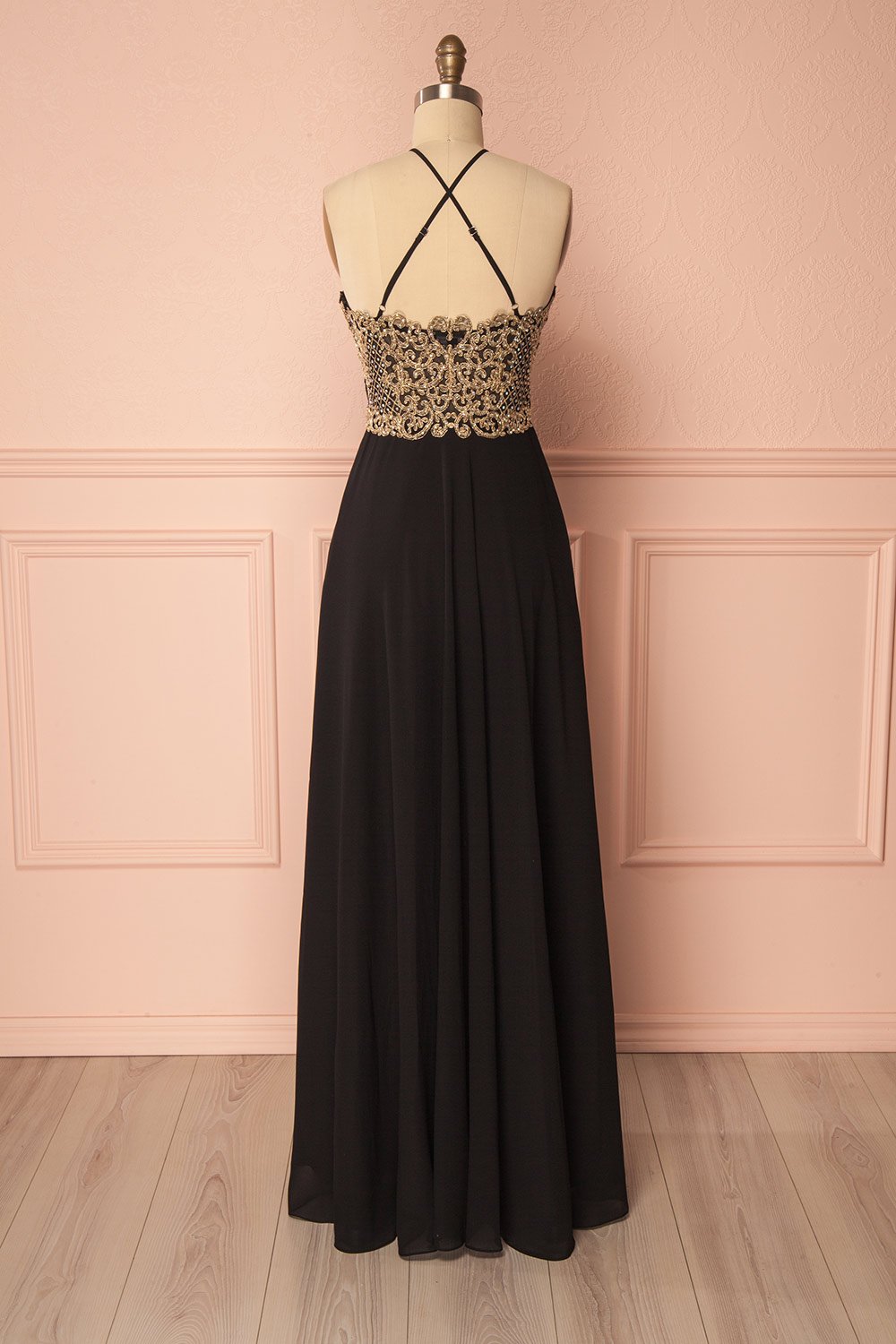 Black sweetheart lace applique long prom dress, black evening dress