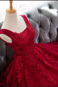 Burgundy lace tulle short prom dress, burgundy homecoming dress