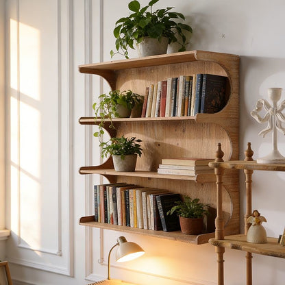 Maison Scalloped Tiered Wall Shelf | Rustic Pine Display Riser