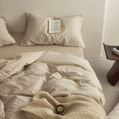 Soft Washed Cotton 4-Piece Bedding Set – Minimalist Solid Color