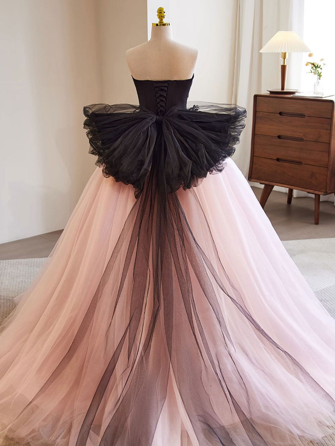 Pink A-Line Tulle Lace Long Prom Dress, Pink Tulle Formal Dress