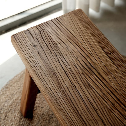 Handcrafted Reclaimed Wood Bench – Rustic Wabi-Sabi Stool & Entryway Seatin