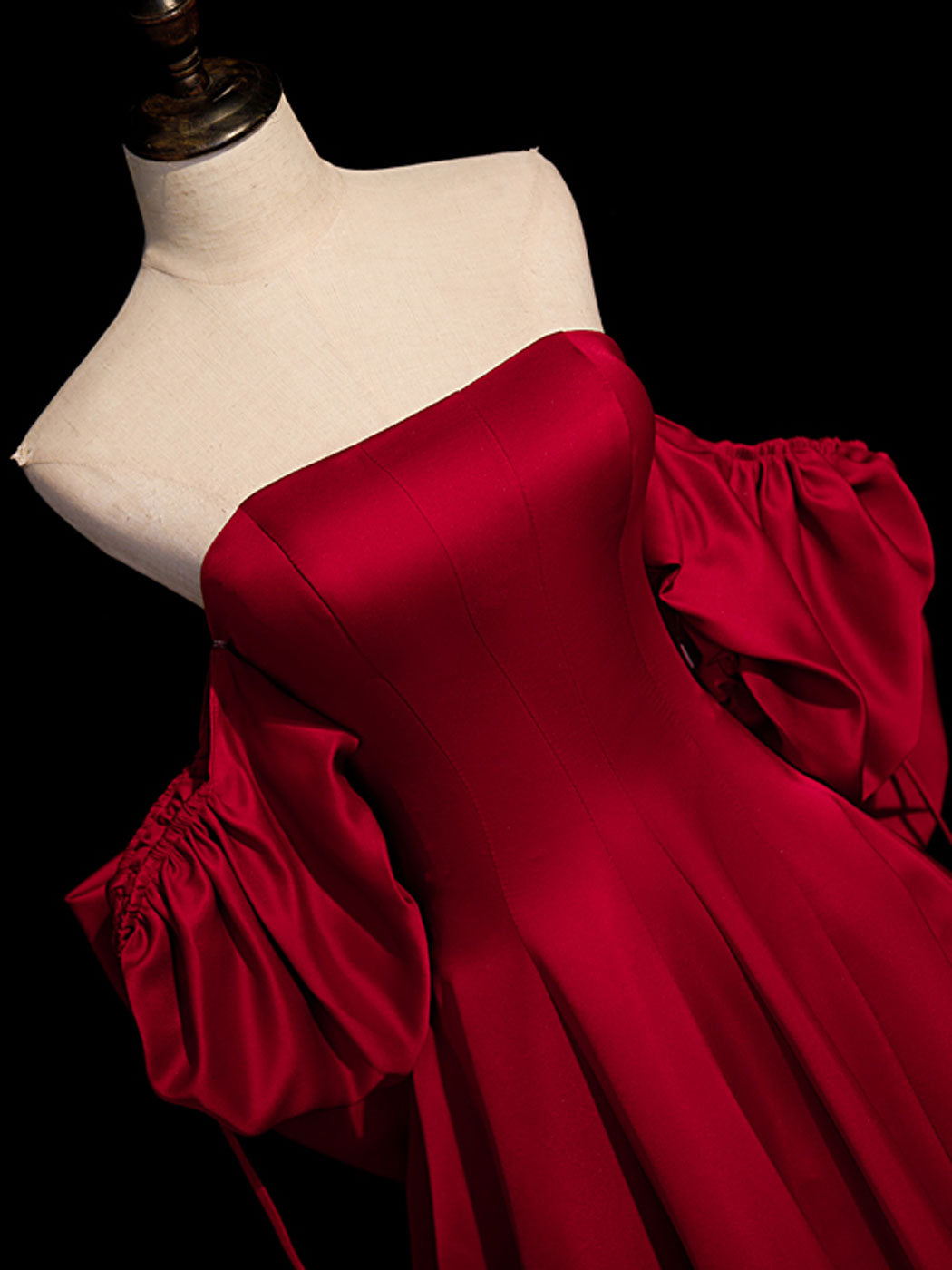 A-Line Burgundy Long Prom Dresses, Satin Burgundy Formal Evening Dresses