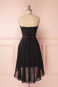 Simple sweetheart neck chiffon short prom dress, black homecoming dress