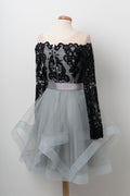 Cute tulle lace applique short prom dress, tulle homecoming dress
