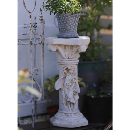 Enchanted Fairy Pedestal – 20-Inch Distressed White Column Riser for Plants & Garden Decor