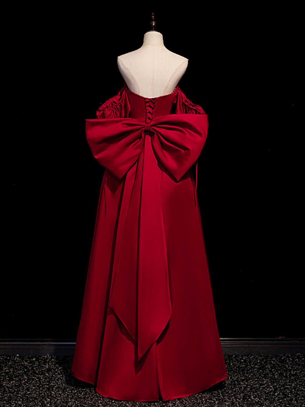 A-Line Burgundy Long Prom Dresses, Satin Burgundy Formal Evening Dresses