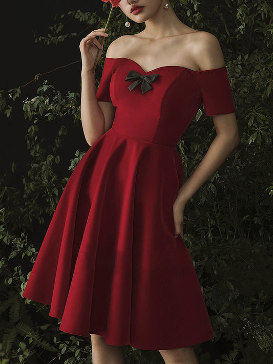 Burgundy Sweetheart Neck Short Prom Dress, Burgundy Homecoming Dress