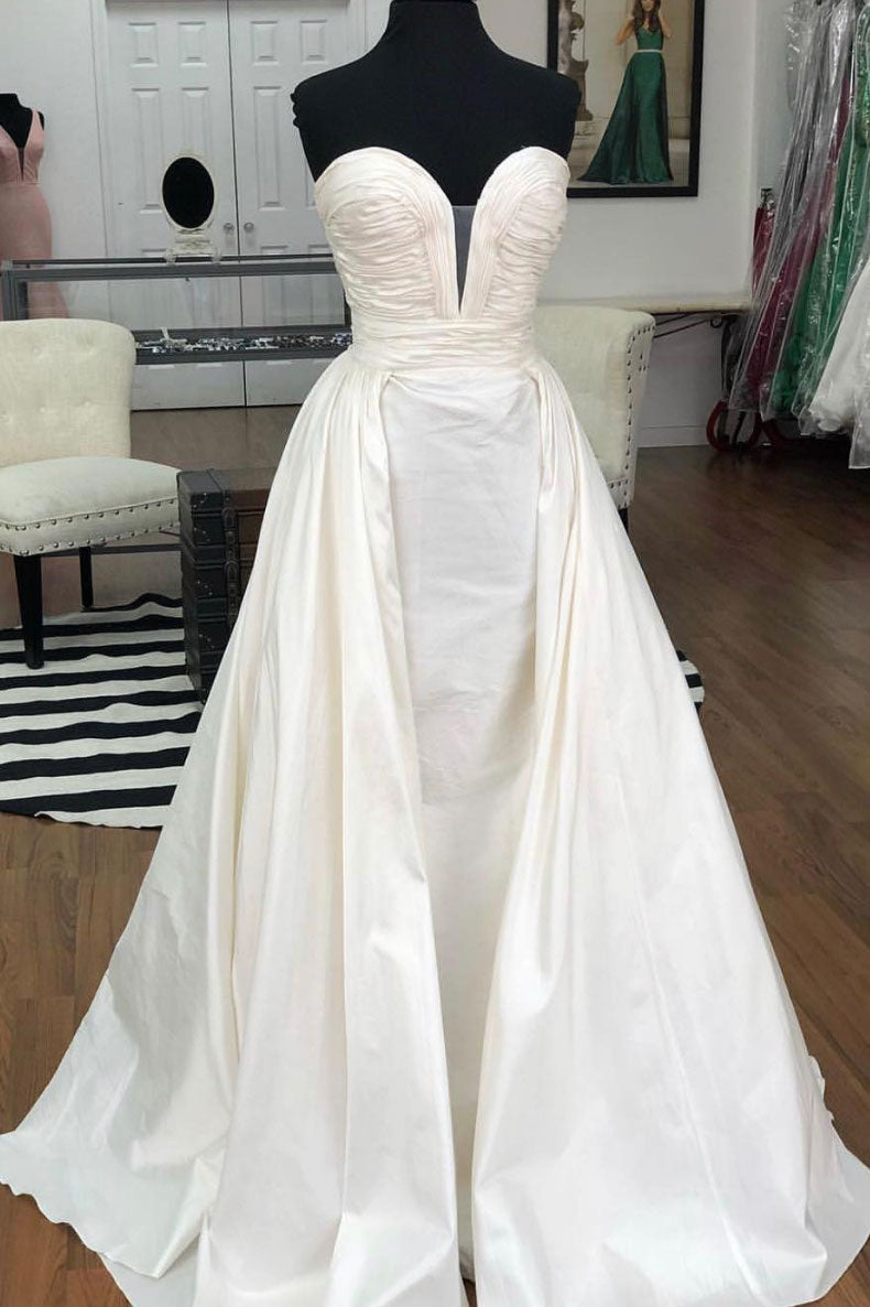 Simple white satin long prom dress. white evening dress