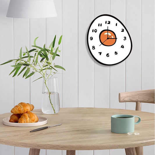 Whimsical Fried Egg Wall Clock – Playful Kitchen & Kids Room Decor