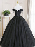 Black tulle lace long prom dress, black tulle lace bridesmaid dress