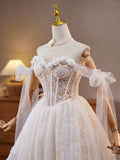 A-Line Off Shoulder Tulle Lace Light Champagne Short Prom Dress, Light Champagne Homecoming Dress