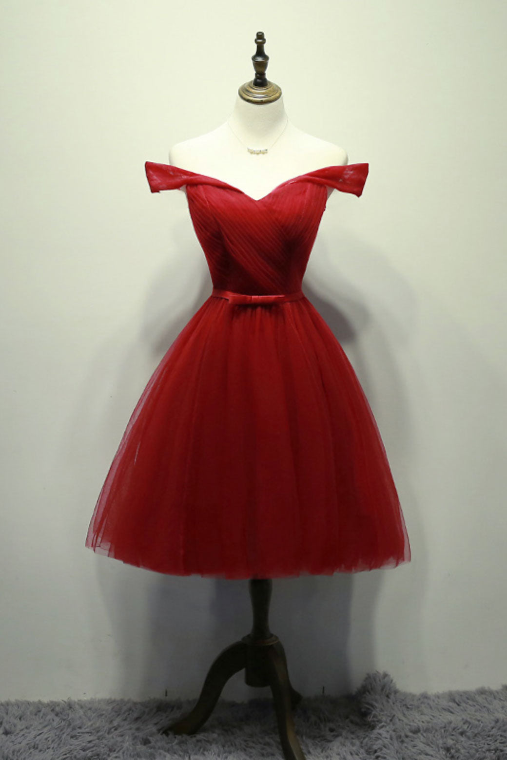 Pink tulle off shoulder short prom dress pink homecoming dress