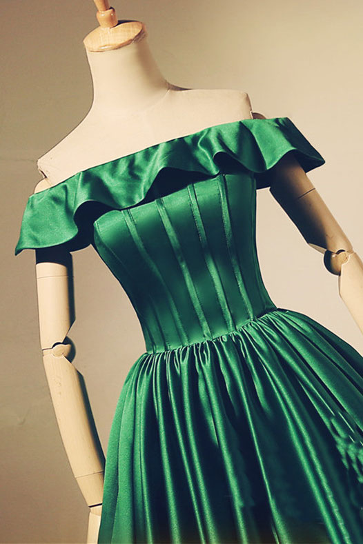 Simple green short prom dress, green evening dress