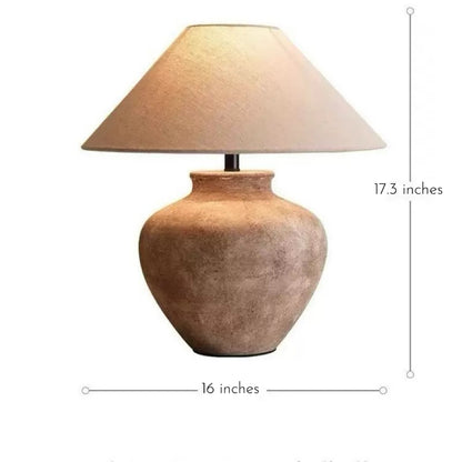Rustic Ceramic Table Lamp – Minimalist Wabi-Sabi Style Light