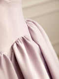 Simple  A-line Satin Pink Long Prom Dress, Formal Bridesmaid Dress