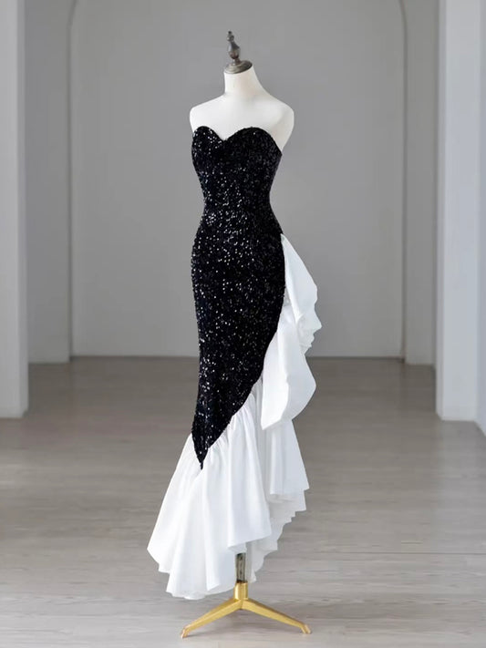 Mermaid Sequin Black Long Prom Dress, Black Long Formal Dress