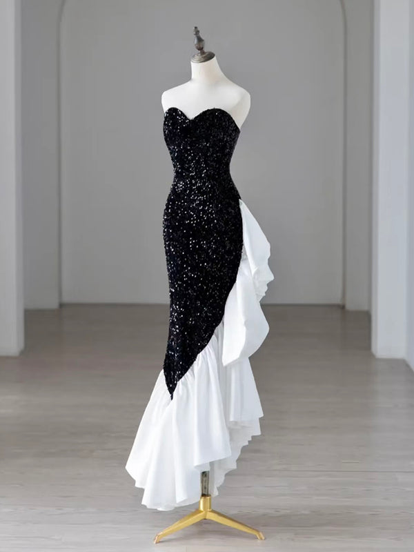 Mermaid Sequin Black Long Prom Dress, Black Long Formal Dress