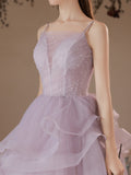 Purple Tulle Long Prom Dress, Purple Tulle Formal Dress