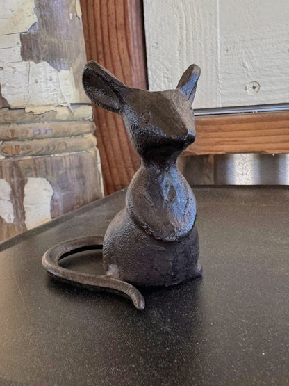 Cast Iron Mouse Figurines – Rustic Vintage Animal Sculptures for Desk or Shelf | Minimalist Industrial Home Decor Accents Set of 2