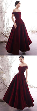 Simple burgundy long prom dress burgundy formal dress
