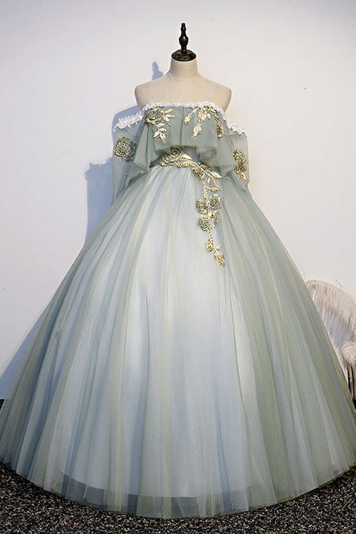 Green tulle lace long prom dress green tulle lace formal dress