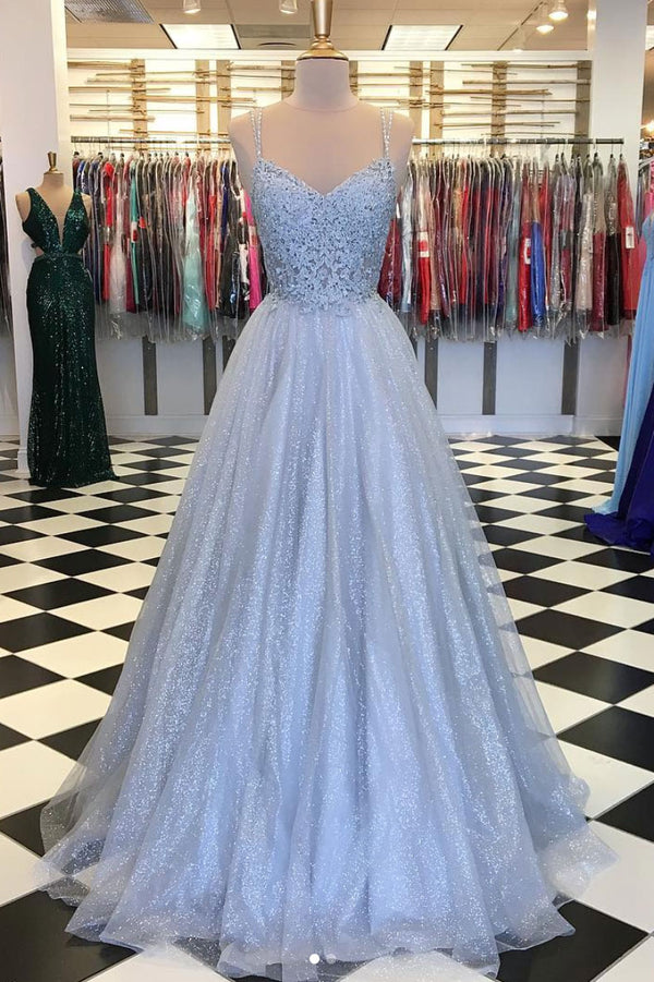 Gray sweetheart tulle lace long prom dress, gray tulle lace evening dress