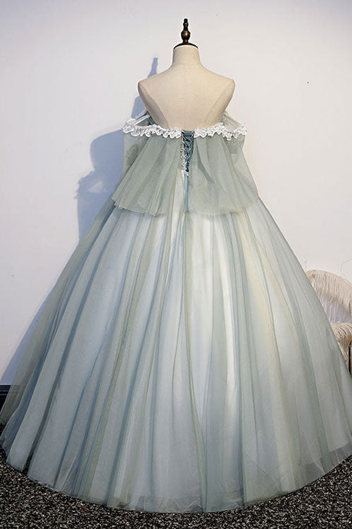 Green tulle lace long prom dress green tulle lace formal dress