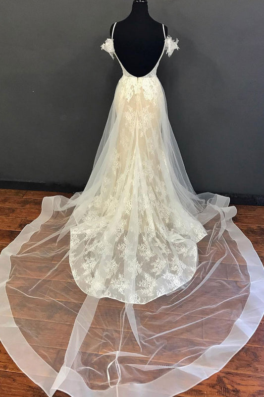 Unique sweetheart tulle lace long prom dress, lace evening dress