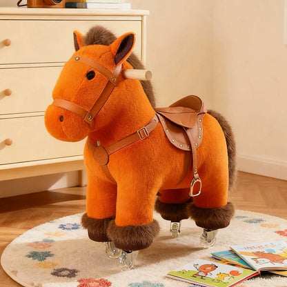 Plush Pony Pal | Interactive Rolling Ride-On Toy for Kids