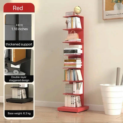 Modern Floating Metal Bookshelf - 5, 6, 8, and 9 Tier Vertical Storage | Space-Saving Metal Bookcase for Home & Office