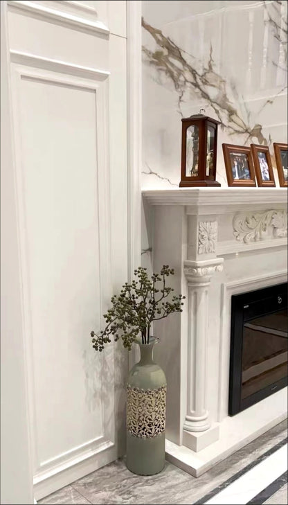 Antique-Inspired Tall Decorative Vases – Ornate Carved Metal Floor Vessels for Vintage French Country Home Decor