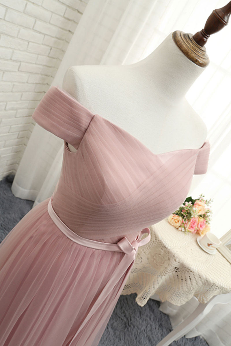 Simple sweetheart tulle long prom dress, tulle bridesmaid dress