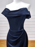 Mermaid Velvet Dark Blue Long Prom Dress, Dark Blue Long Formal Dress