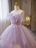 Purple A-line Tulle Long Prom Gown, Purple Long Formal Dress