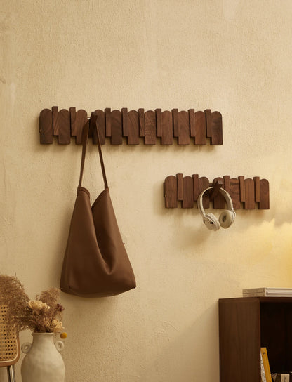 Modern Folding Wooden Wall Hook Rack (3–12 Hooks)