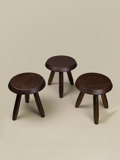 Handcrafted Solid Wood Tripod Stool – Charlotte Perriand–Inspired