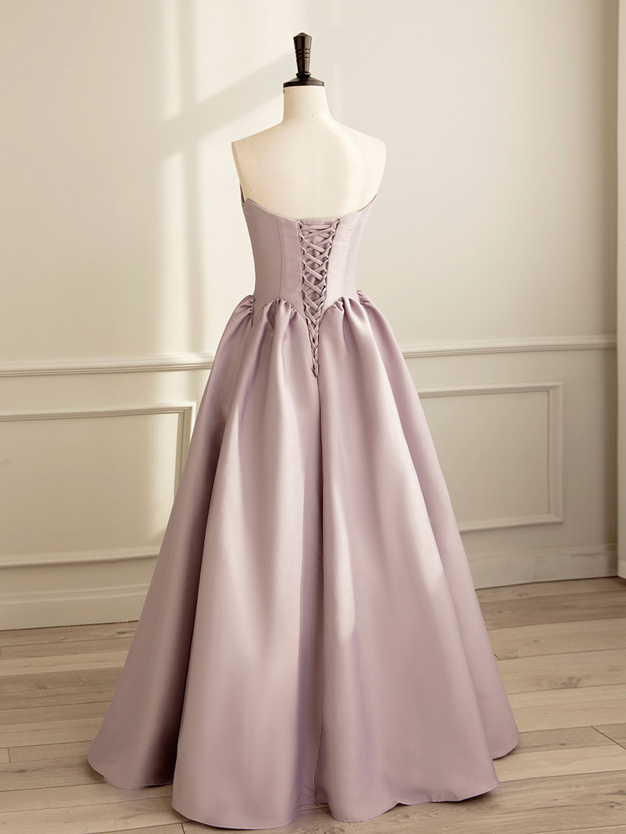 Simple  A-line Satin Pink Long Prom Dress, Formal Bridesmaid Dress