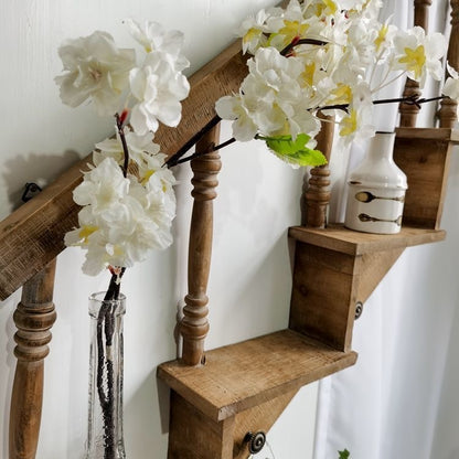 Vintage Staircase Wall Shelf – Rustic Café Display Accent