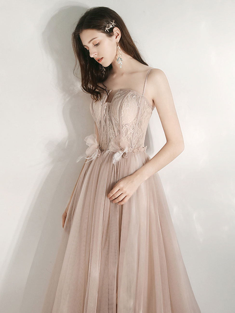  Champagne Lace Formal Dresses